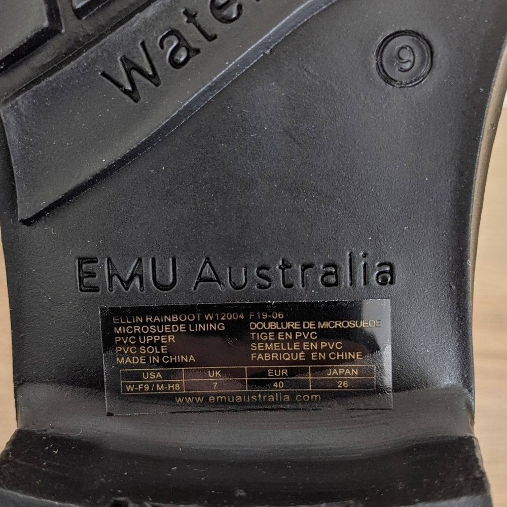 Emu Australia Ellin Ankle Rain Boots 9 Black Waterproof - Picture 9 of 10